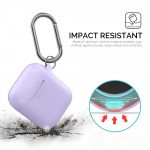 Wholesale Apple Airpods Charging Case Protective Silicone Cover Skin with Hang Hook Clip (Purple)